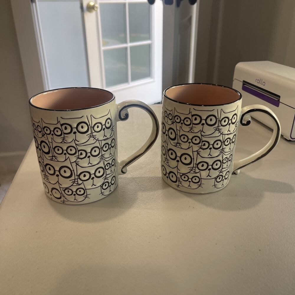 Spectrum Designz Ceramic Cat Coffee Mug Set Of 2 Cat Liver Gift